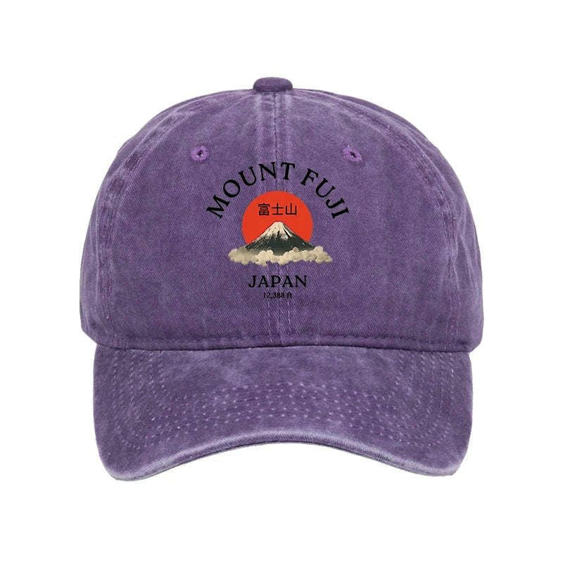 Kyoto-Lion Japan Mount Fuji Sun Unisex Washed Cap
