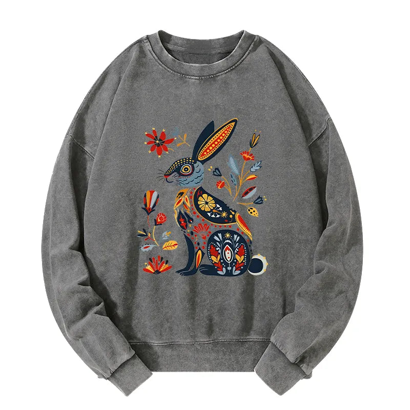 Kyoto-Lion Folk Hare Bloom Washed Sweatshirt