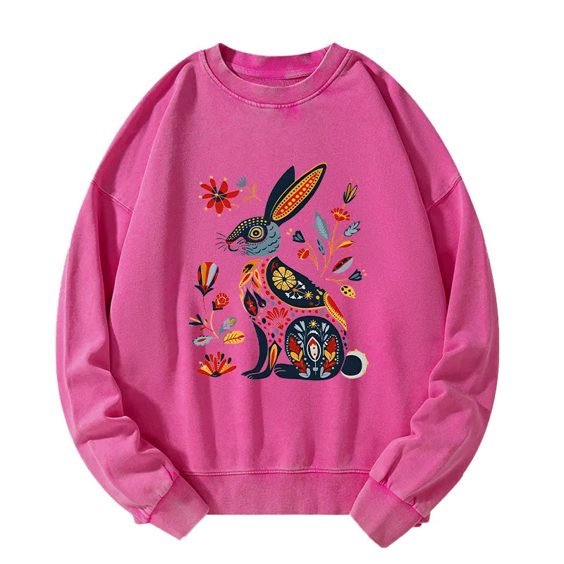 Kyoto-Lion Folk Hare Bloom Washed Sweatshirt