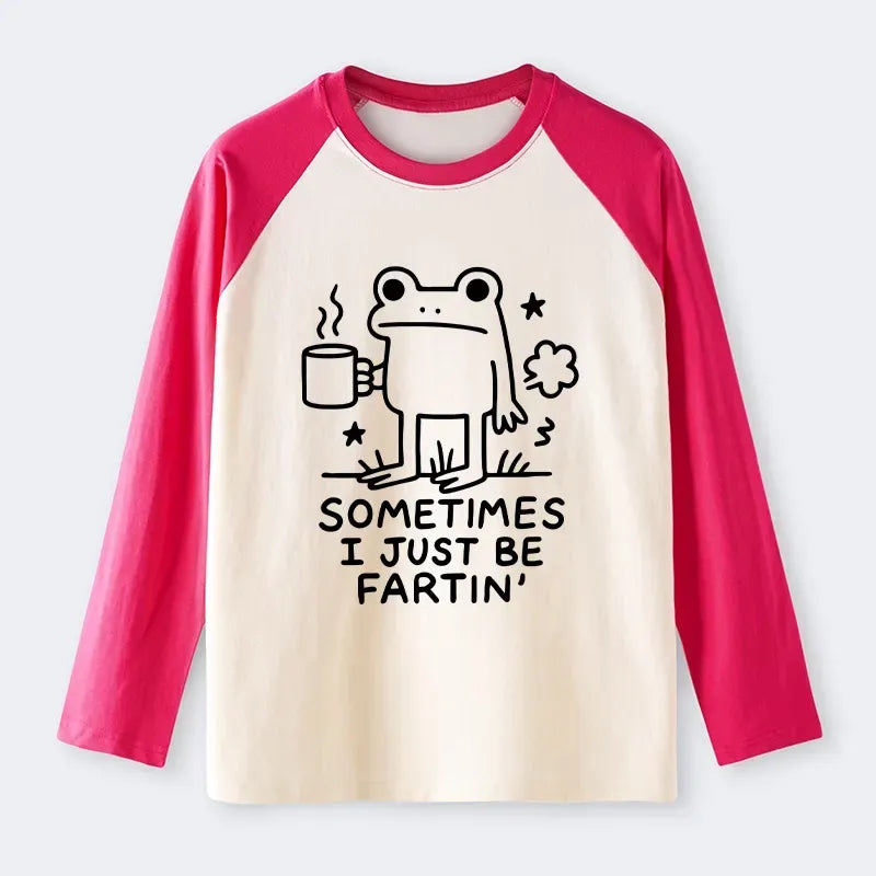 Kyoto-Lion Sometimes A Frog Just Needs To Fart Raglan Long Sleeve T-shirt