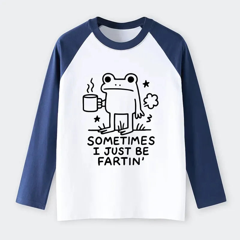 Kyoto-Lion Sometimes A Frog Just Needs To Fart Raglan Long Sleeve T-shirt