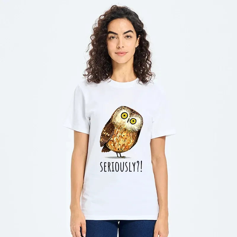 classic unisex tee with funny owl art