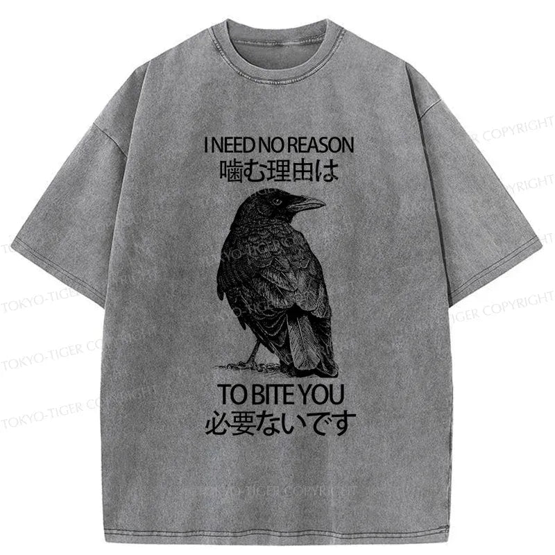 Kyoto-Lion Crow Pecking People Washed T-Shirt