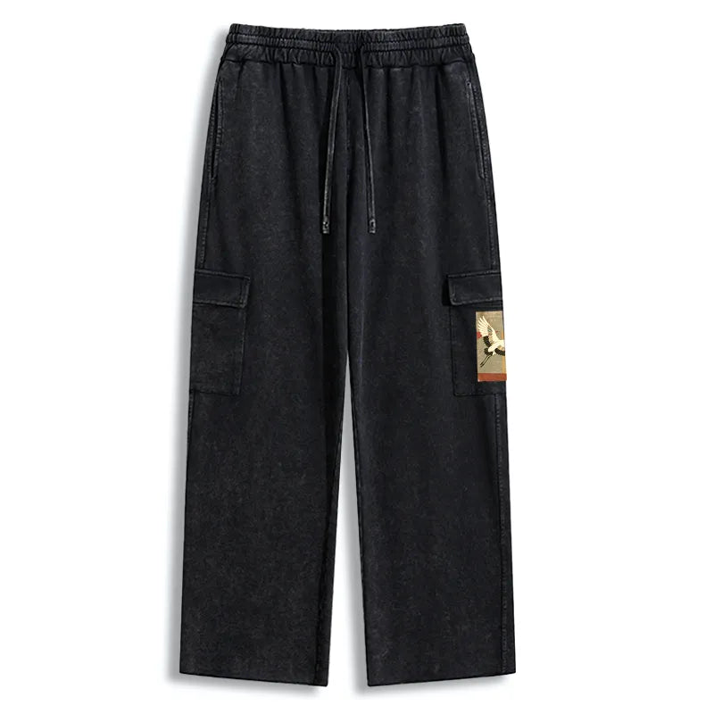 Kyoto-Lion Crane Spirit Washed Utility Sweatpants