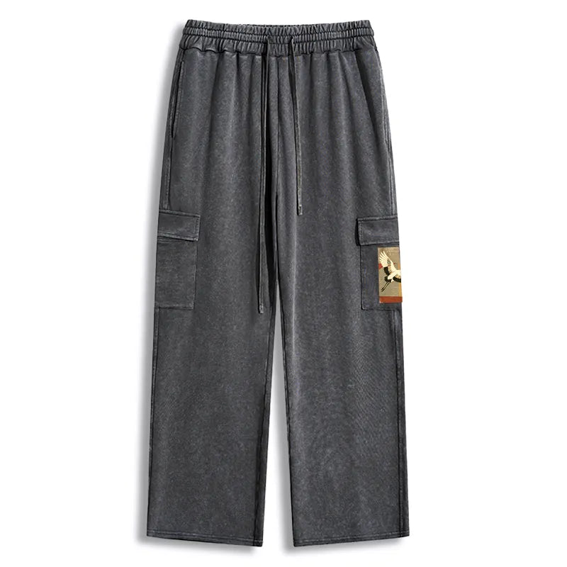 Kyoto-Lion Crane Spirit Washed Utility Sweatpants