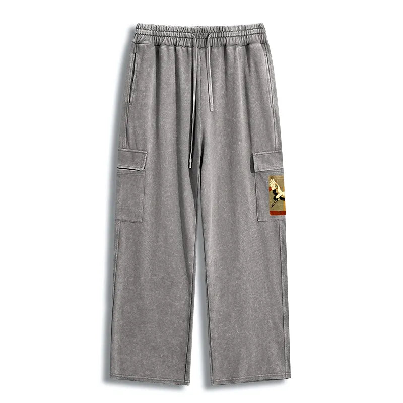 Kyoto-Lion Crane Spirit Washed Utility Sweatpants