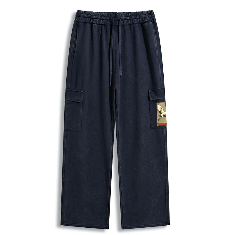 Kyoto-Lion Crane Spirit Washed Utility Sweatpants