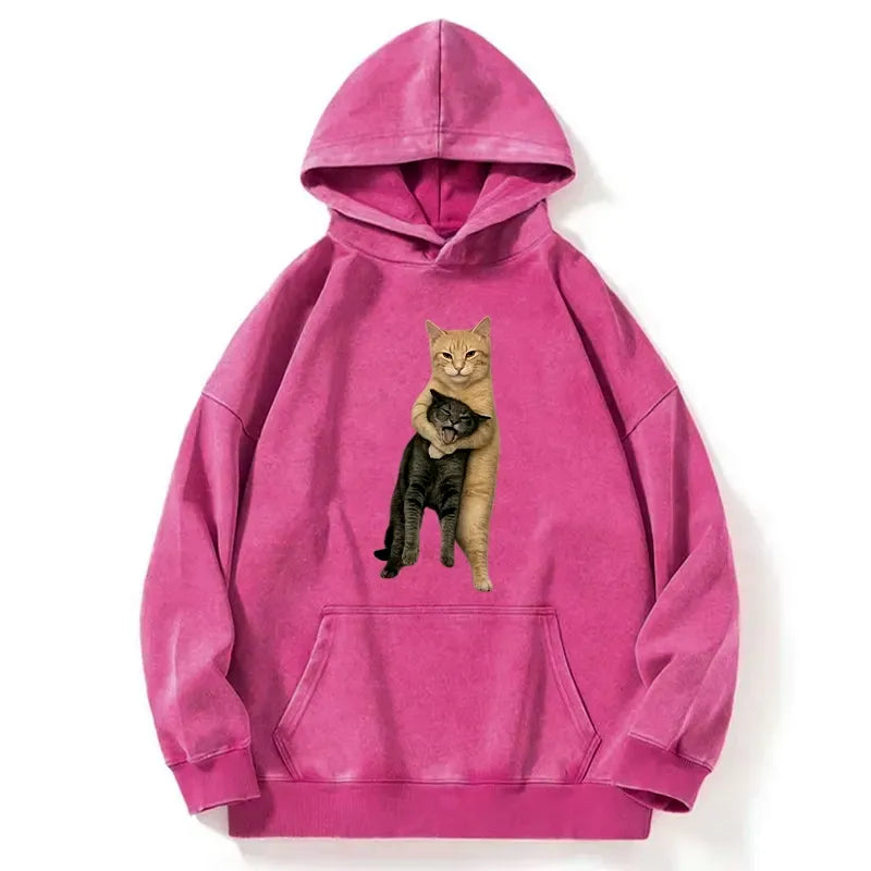 Kyoto-Lion Orange Cat¡¯s Tight Embrace Washed Hoodie