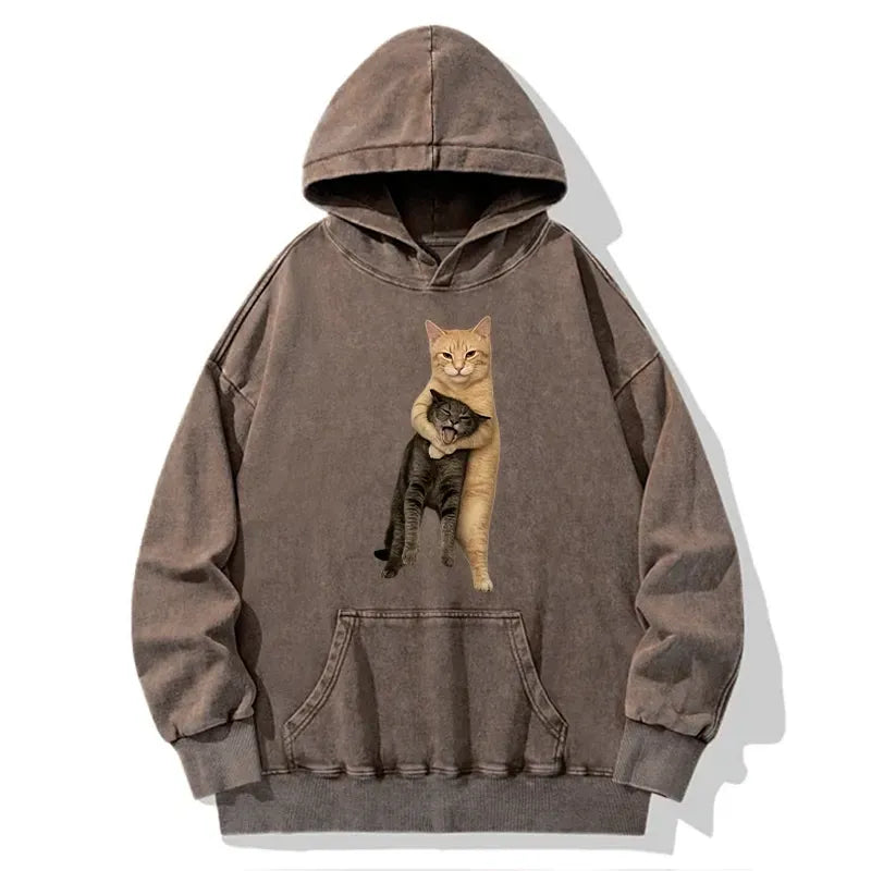 Washed Cat Hoodie for Daily Wear