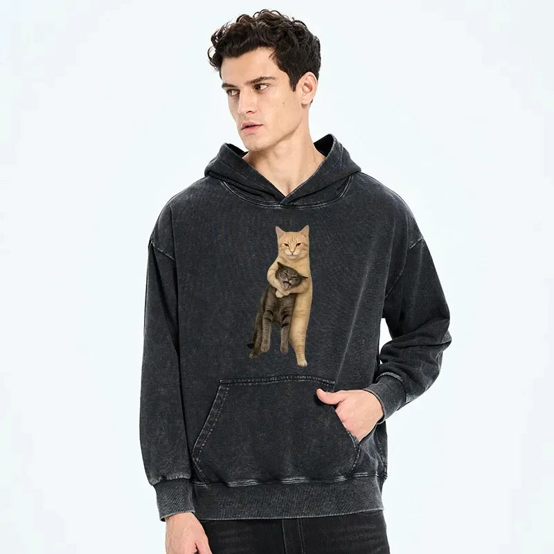 Japanese Orange Cat Hoodie for Streetwear