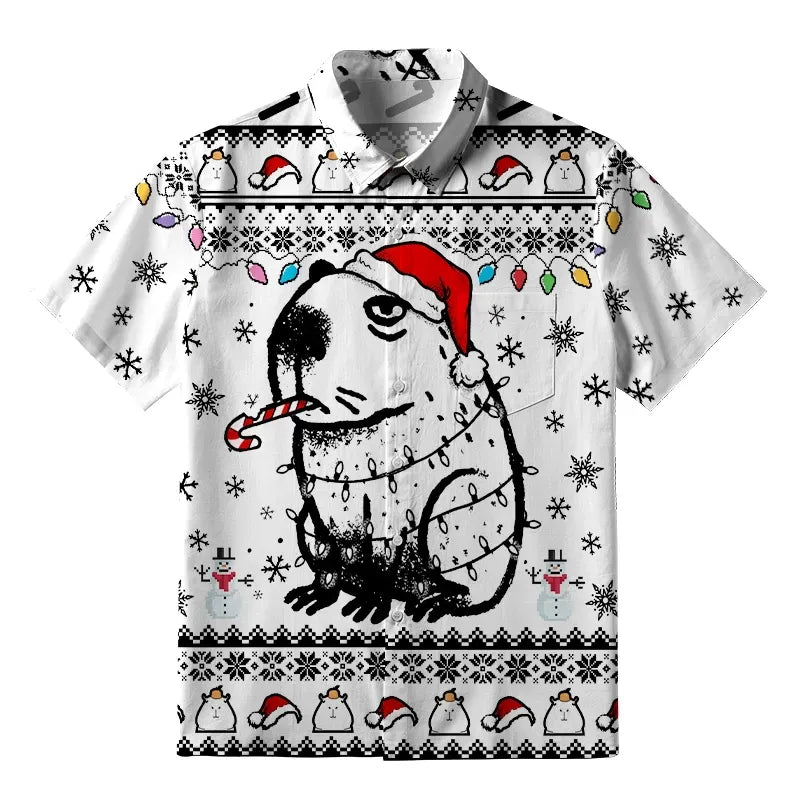 Japanese Christmas Capybara Button-up Shirt