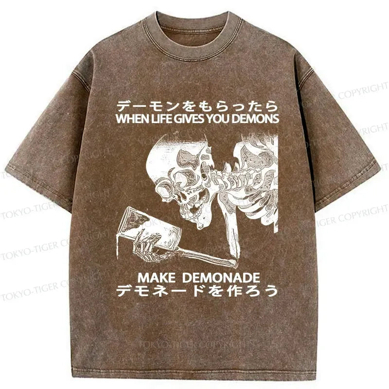 Kyoto-Lion Make Demonade Funny Washed T-Shirt