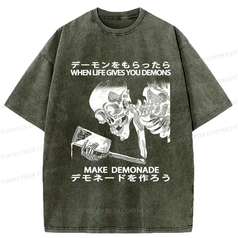 Kyoto-Lion Funny Washed T-Shirt Trendy