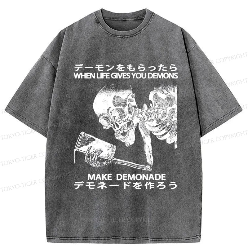 Kyoto-Lion Funny Washed T-Shirt Trendy