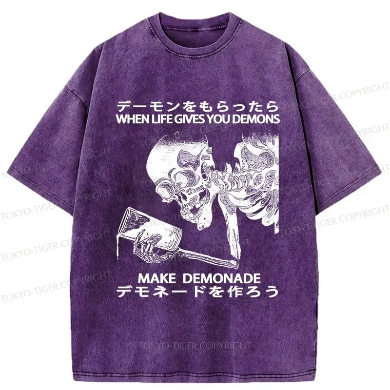 Kyoto-Lion Make Demonade Funny Washed T-Shirt