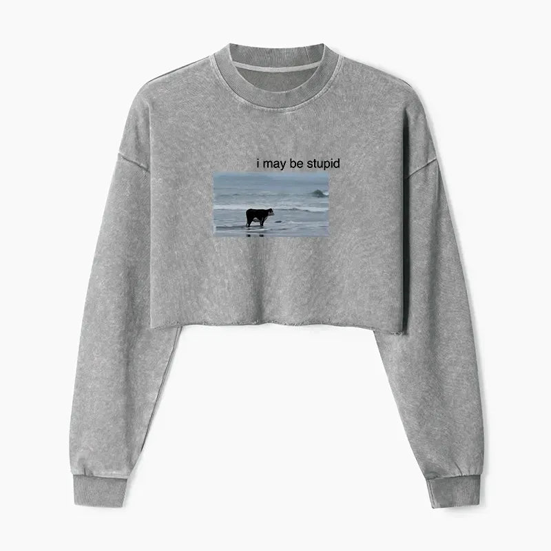 Women's Crop Sweatshirt with Japanese Print