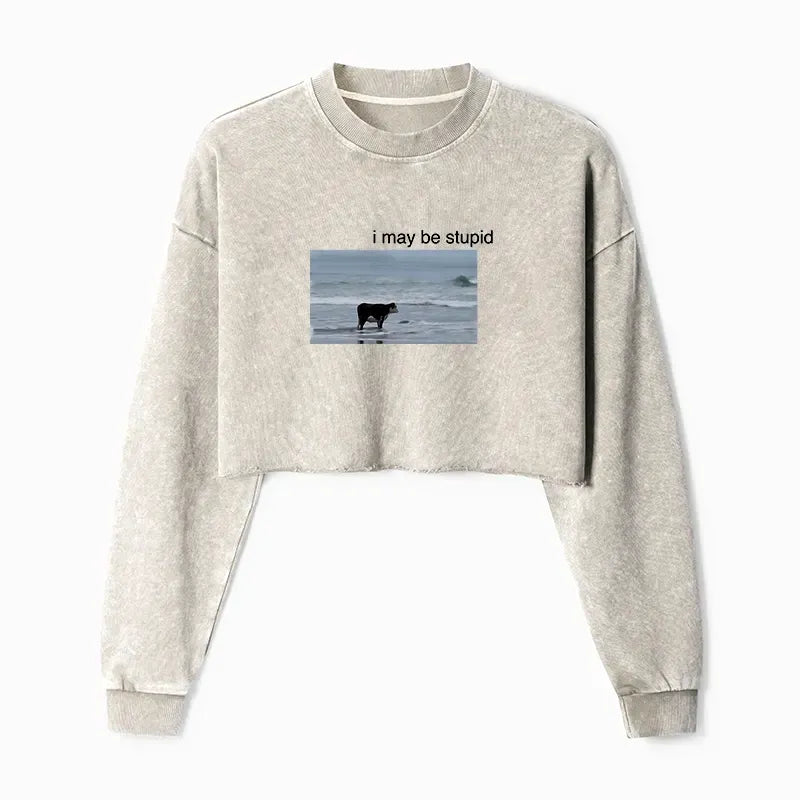 Women's Crop Sweatshirt with Japanese Print