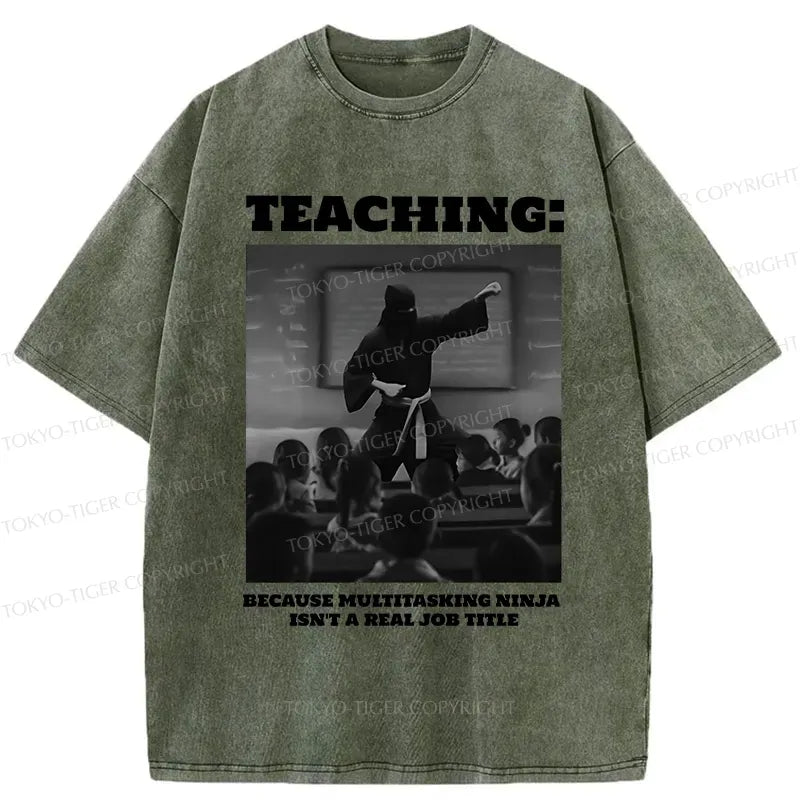 Kyoto-Lion Ninja Teacher Teaching Washed T-Shirt