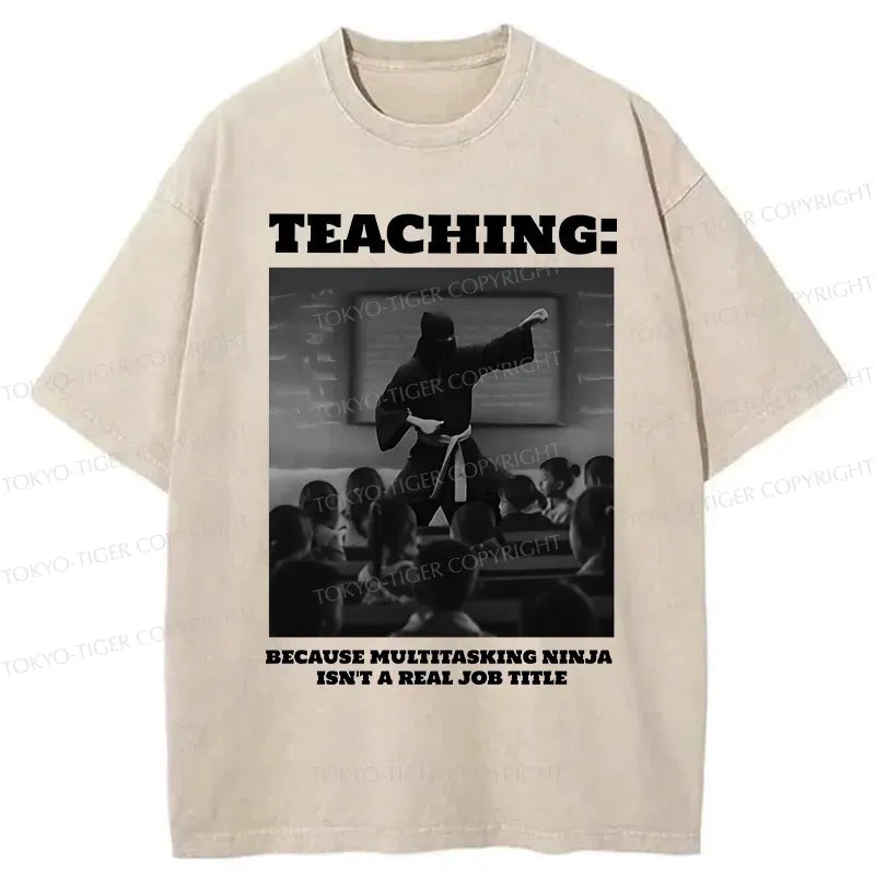 Kyoto-Lion Ninja Teacher Teaching Washed T-Shirt
