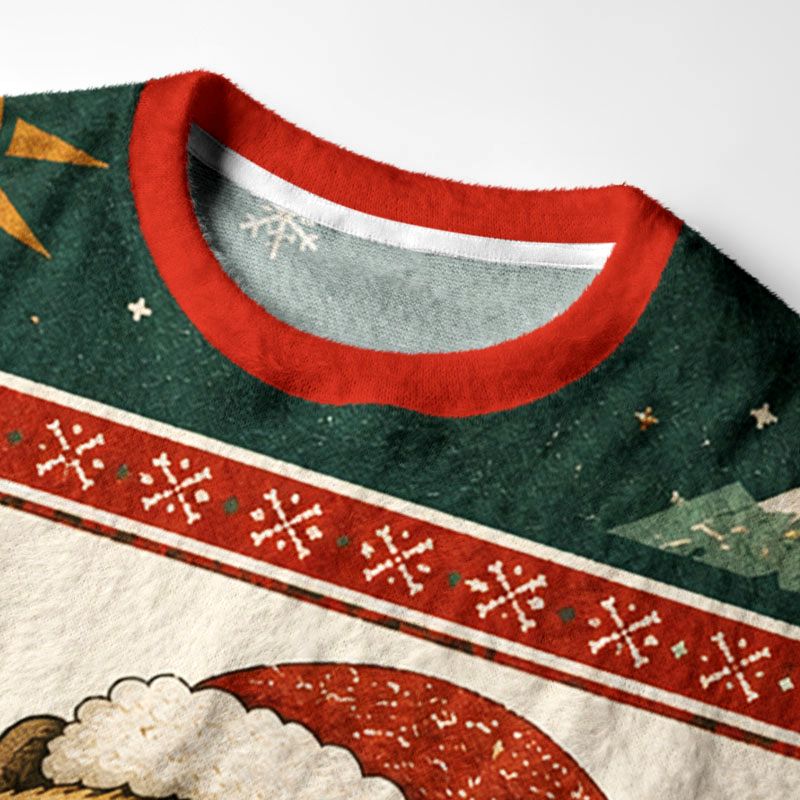 Kyoto-Lion Winter Christmas Capybara Fuzzy Christmas Ugly Sweatshirt