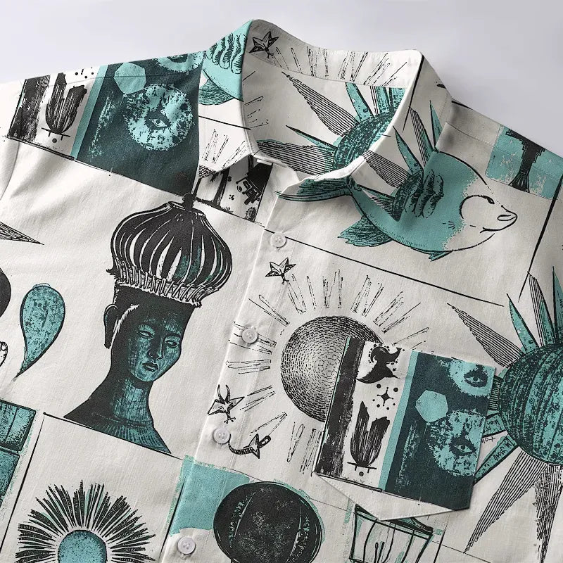Kyoto-Lion Mystical Art Objects Button-up Shirt