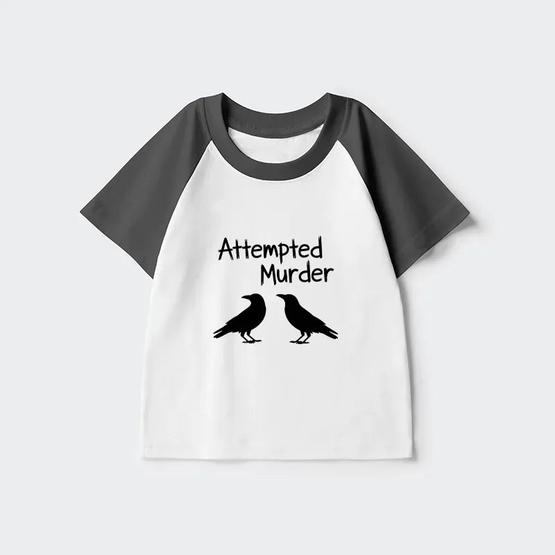 Kyoto-Lion Two Crows Attempted Murder Joke Kids Raglan T-shirt