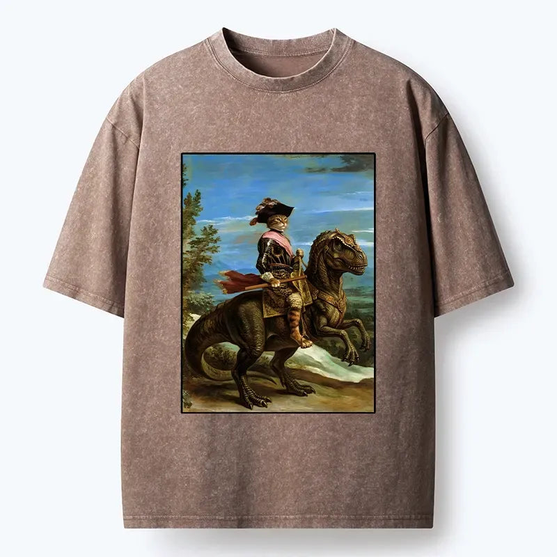 Japanese Cat Knight Dinosaur T-Shirt for Summer