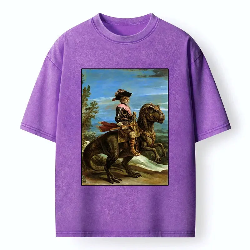 Japanese Cat Knight Dinosaur T-Shirt for Summer