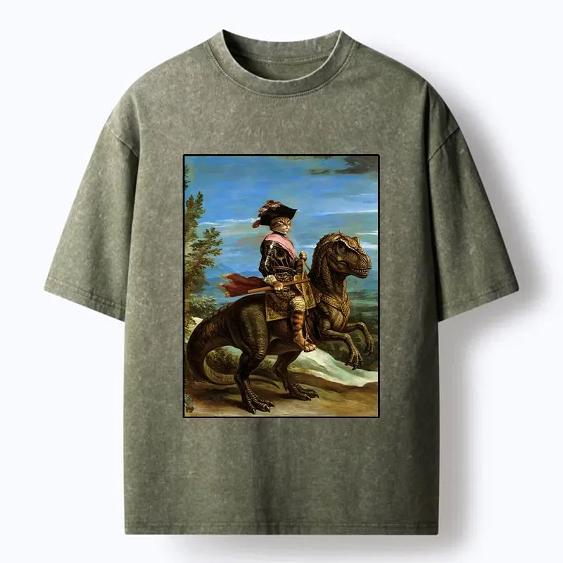 Japanese Cat Knight Dinosaur T-Shirt for Summer