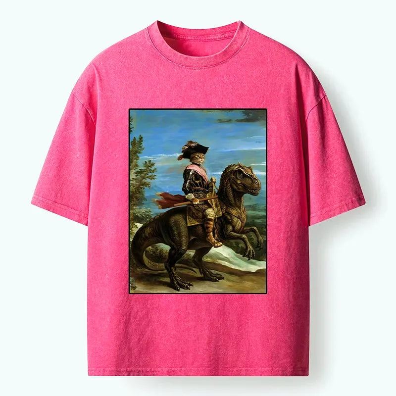 Vintage Washed Cat Knight T-Shirt on Sale
