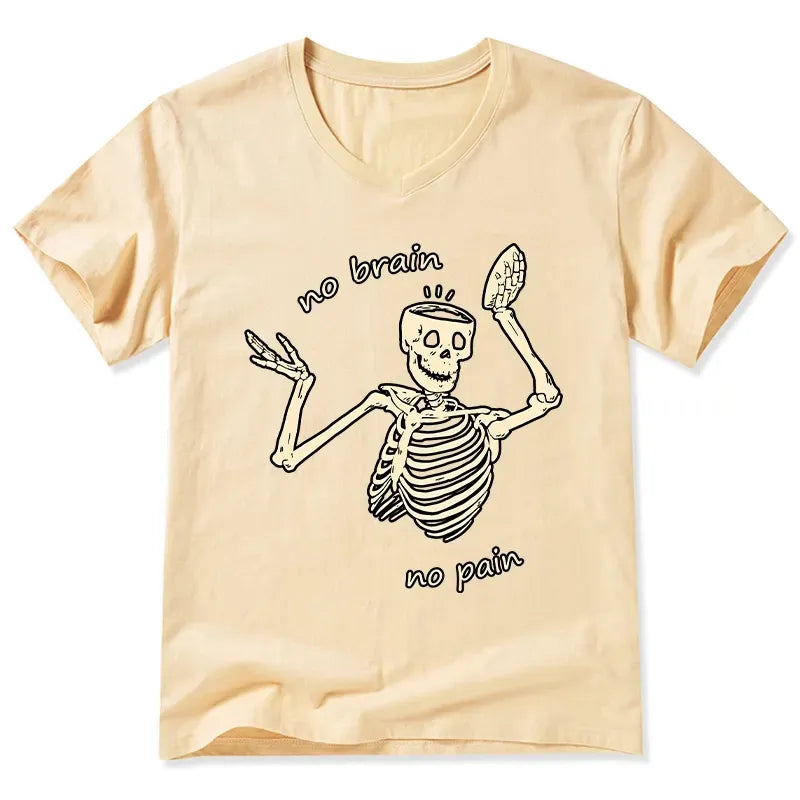 Japanese Vintage V-Neck T-Shirt for Streetwear