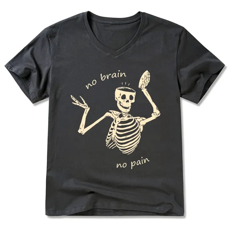 Japanese Vintage V-Neck T-Shirt for Streetwear