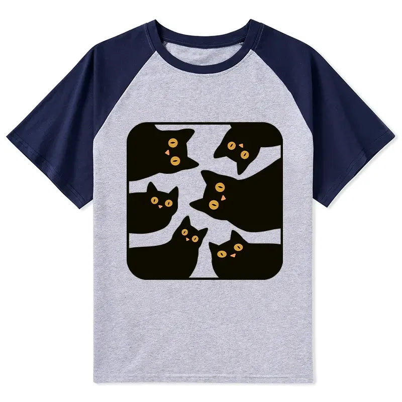Japanese Cats Raglan T-shirt for Everyday Wear