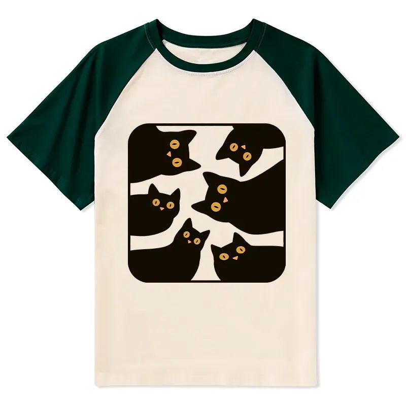 Vintage Japanese Cat Raglan for Summer