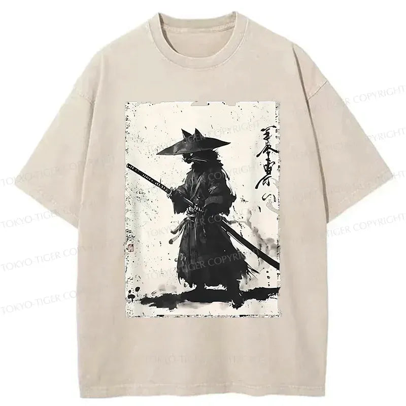 Japanese Samurai Cat T-Shirt for Gift
