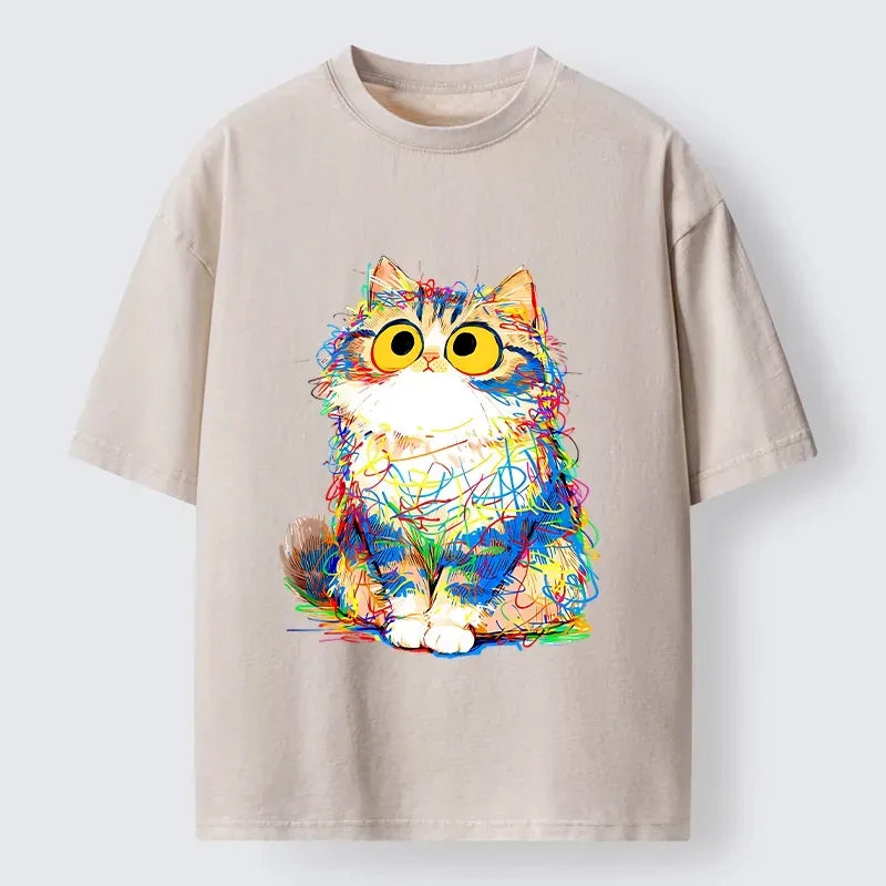 chaotic meme cat washed tee on sale