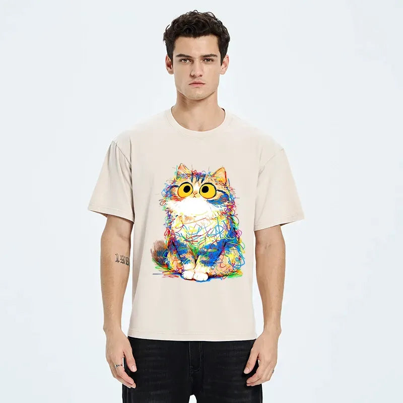 japanese streetwear cat t-shirt free shipping