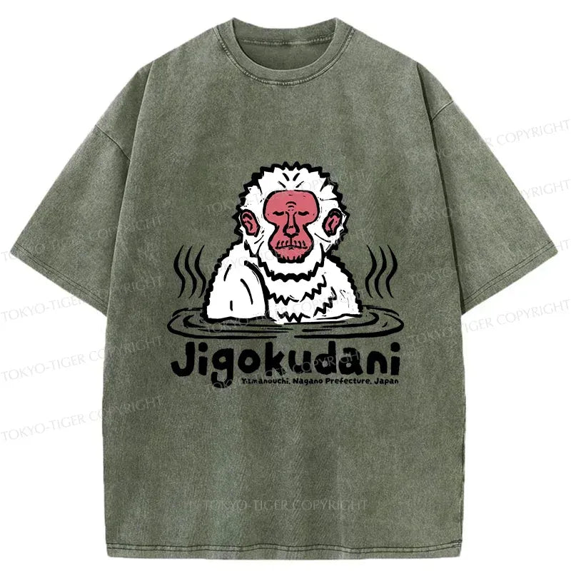 Japanese Hot Spring Monkey Washed T-Shirt