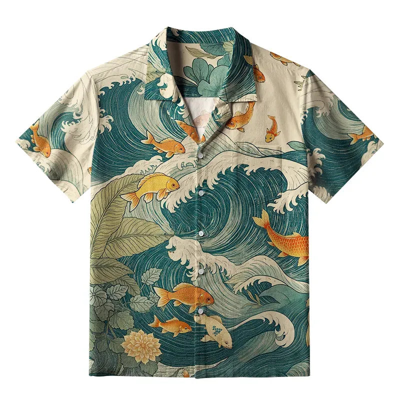 Japanese Koi Hawaiian Shirt for Summer