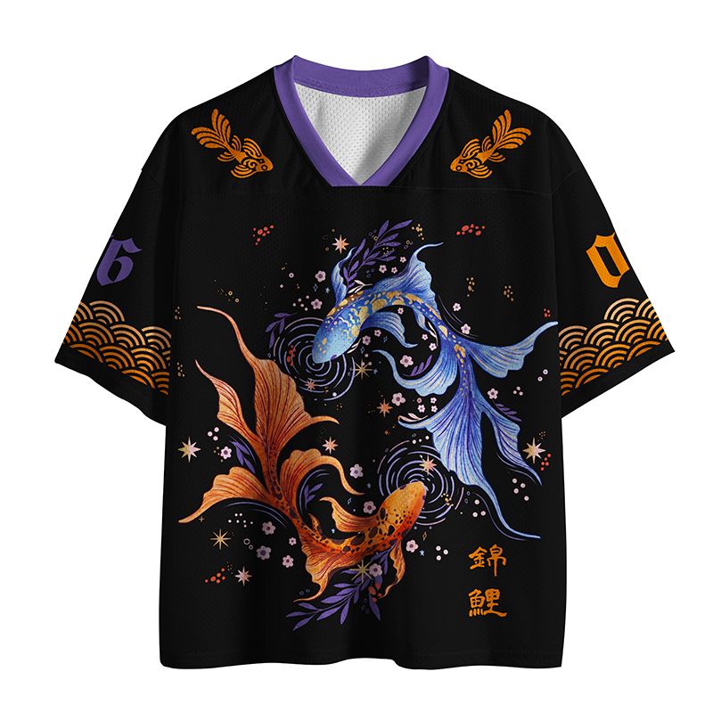 Kyoto-Lion Night Ripples And Koi Fish Mesh Jersey
