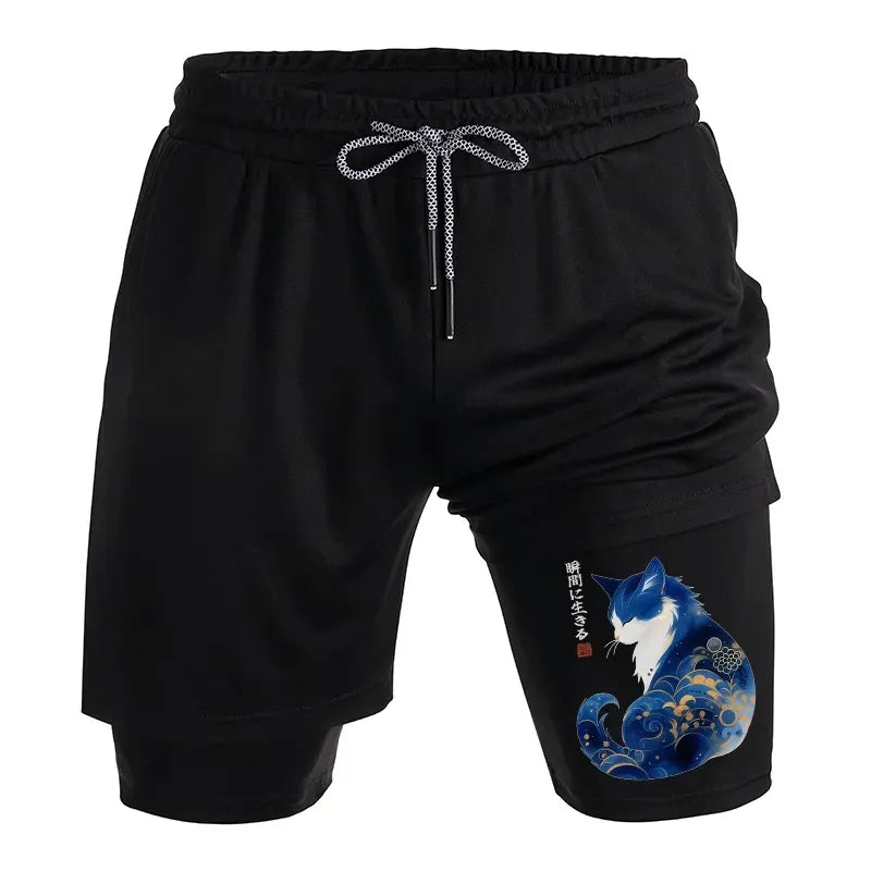 Spiritual Calm Cat Shorts for Casual Wear