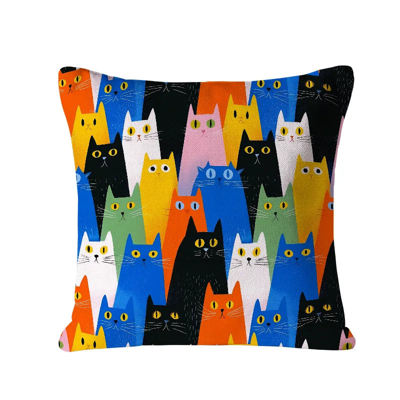 Kyoto-Lion Colorful Cat Parade Cushion Pillow