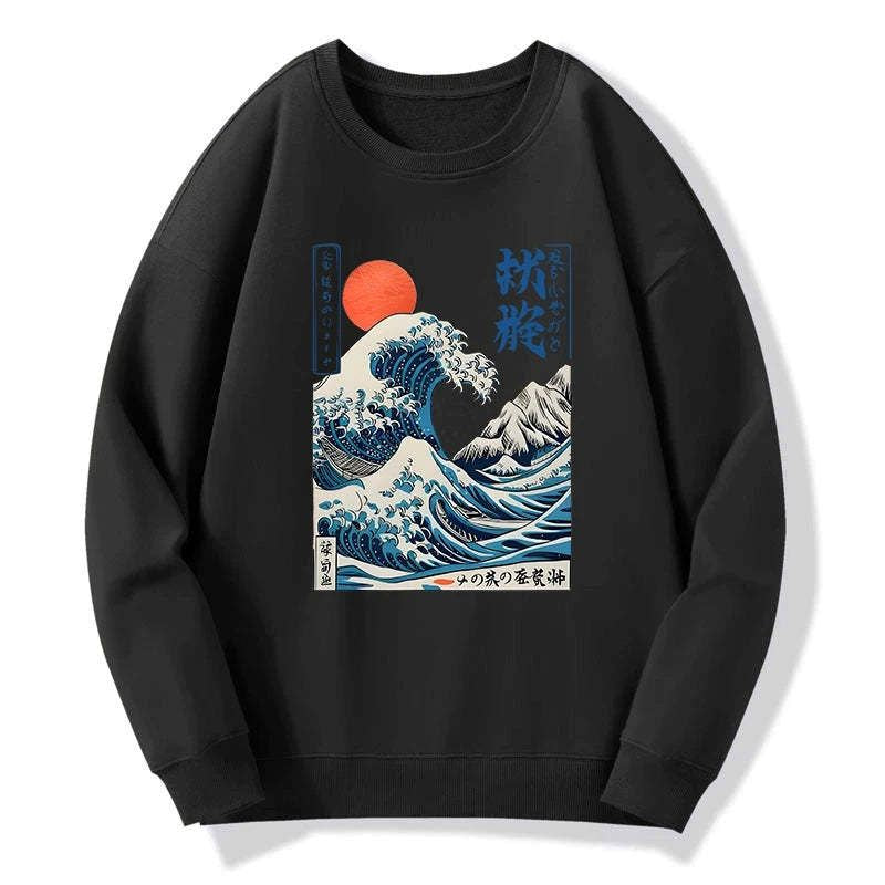 Kyoto-Lion Ukiyo-e Ocean Waves Japan Sweatshirt