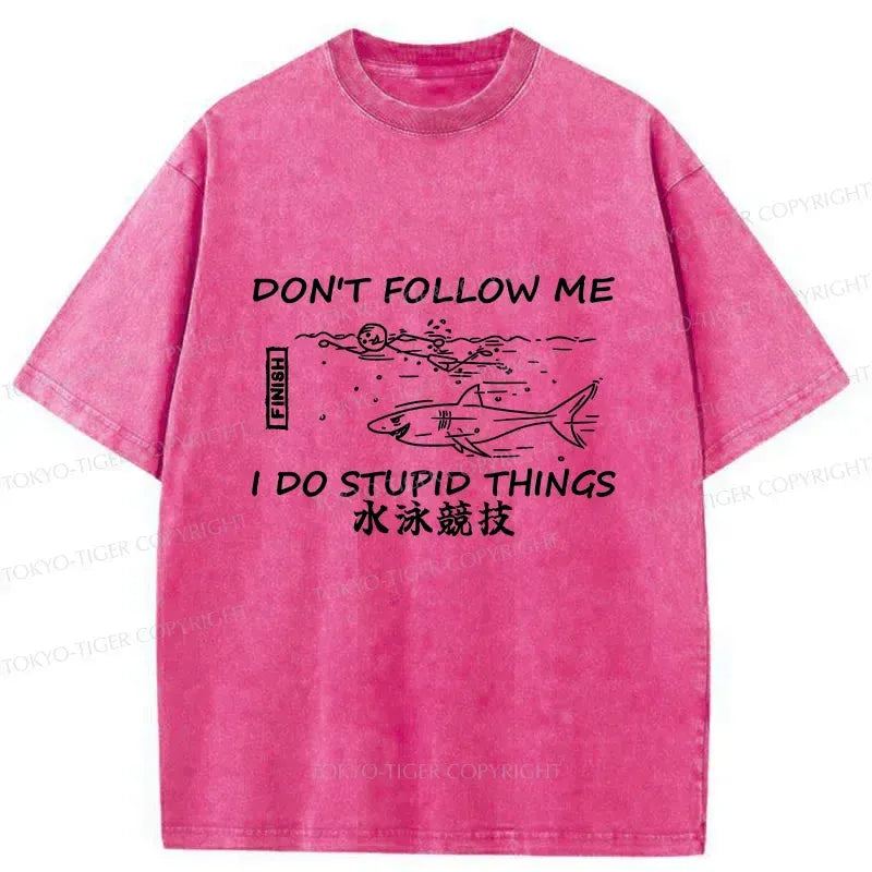 Kyoto-Lion Don't Follow Me Funny Washed T-Shirt