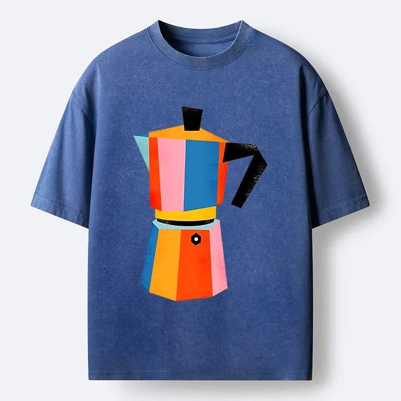 Kyoto-Lion Bright Hues Make Classic Coffee Pot Washed T-Shirt