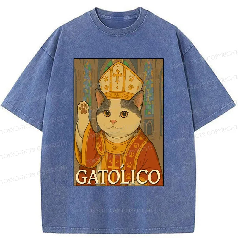 washed unisex cat t-shirt with free shipping