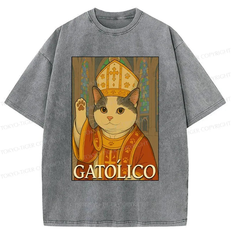 Japanese vintage cat t-shirt for daily wear