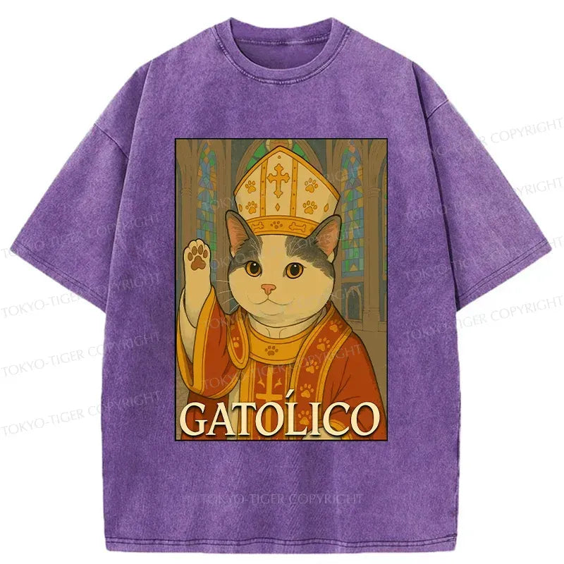 Japanese vintage cat t-shirt for daily wear