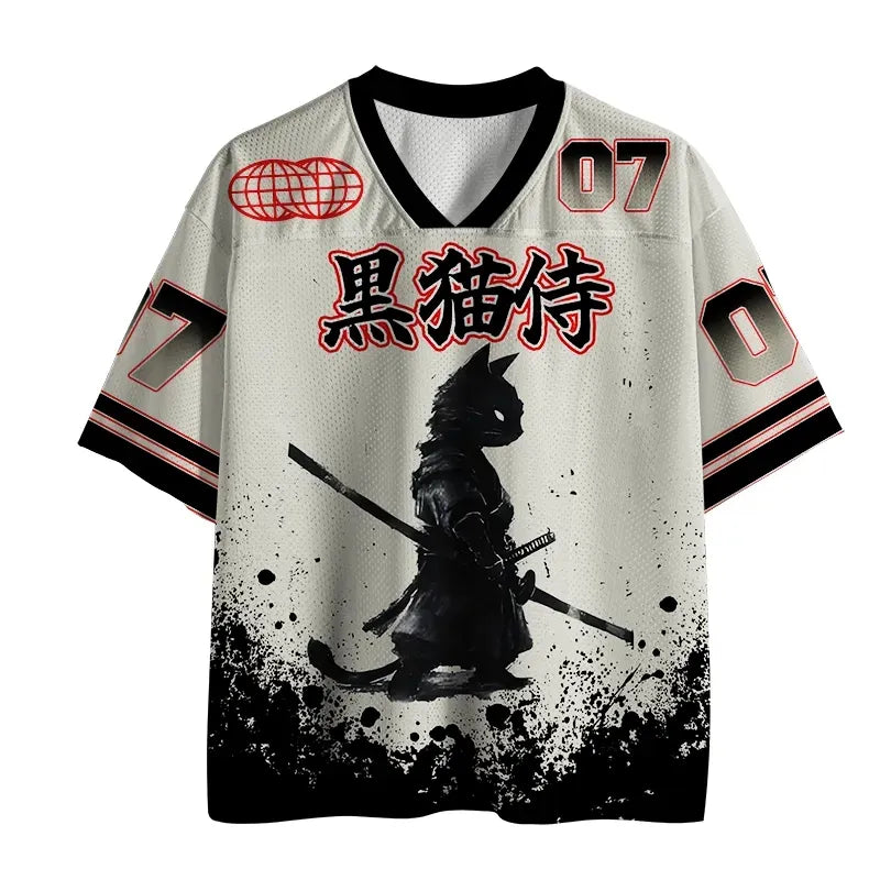 Japanese Samurai Cat Jersey for Summer