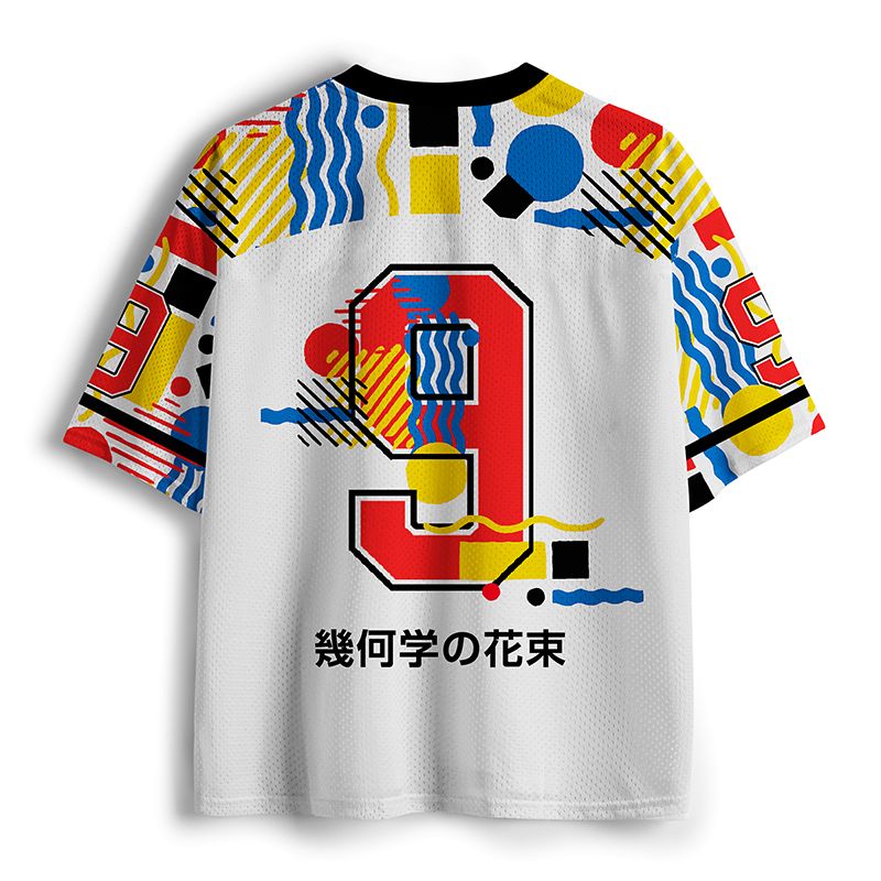 Kyoto-Lion Geometric Bouquet Mesh Jersey